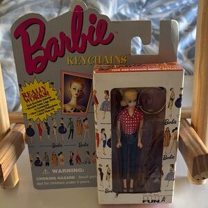 Vintage Barbie Blonde Doll Keychain Featuring “Picnic Fashion “